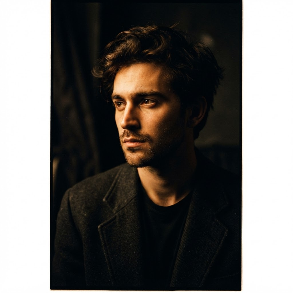 Cinematic portrait of Braeden Steele in warm key light